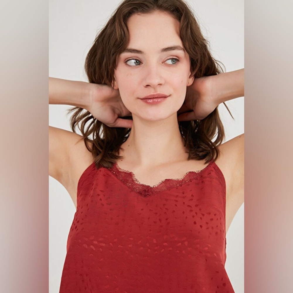 DYNAMITE | Pink Lace Animal Print Satin Camisole
